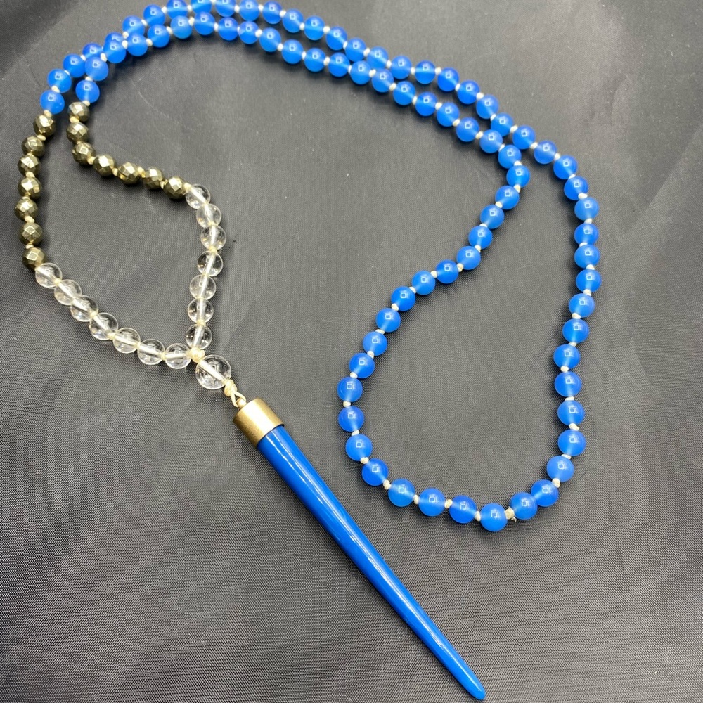 Electric Blue!!!
Crystals pyrite and blue beads.